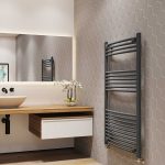 Trade Direct Towel Rail – 22mm, Anthracite Curved, 1200x400mm