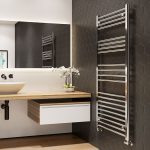 Trade Direct Towel Rail – 22mm, Chrome Curved, 1200x500mm