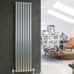 DQ Cove Vertical Stainless Steel Designer Radiator, Polished, 1800mm x 295mm