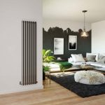 DQ Cove Vertical Designer Radiator, Black Nickel Lacquer, 1800mm x 295mm – Double Panel