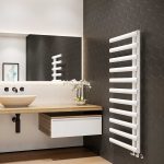 Trade Direct Saturn Offset Towel Rail, White, 1240x500mm
