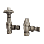 Trade Direct Thermostatic Valves, Traditional Metal Head, Natural Pewter Angled