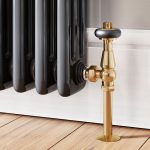 Trade Direct Thermostatic Valves, Traditional Wooden Head, Polished Brass Angled