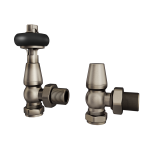 Trade Direct Thermostatic Valves, Traditional Wooden Head, Natural Pewter Angled