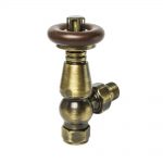 Nordic Thermostatic Valves, Traditional, Antique Brass/Walnut Angled