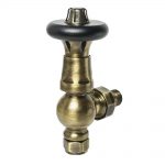 Nordic Thermostatic Valves, Traditional XL, Antique Brass/Walnut Angled