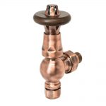 Nordic Thermostatic Valves, Traditional XL, Antique Copper/Walnut Angled