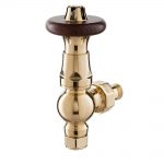 Nordic Thermostatic Valves, Traditional XL, Polished Brass/Walnut Angled