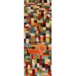 MYTHICAL LION AMIDST PLYCHROME SQUARES 1 RUNNER